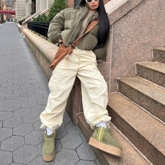 UGG Classic Ultra Mini Braid "Burnt Olive" Platform Boots - Picture 14 of 15